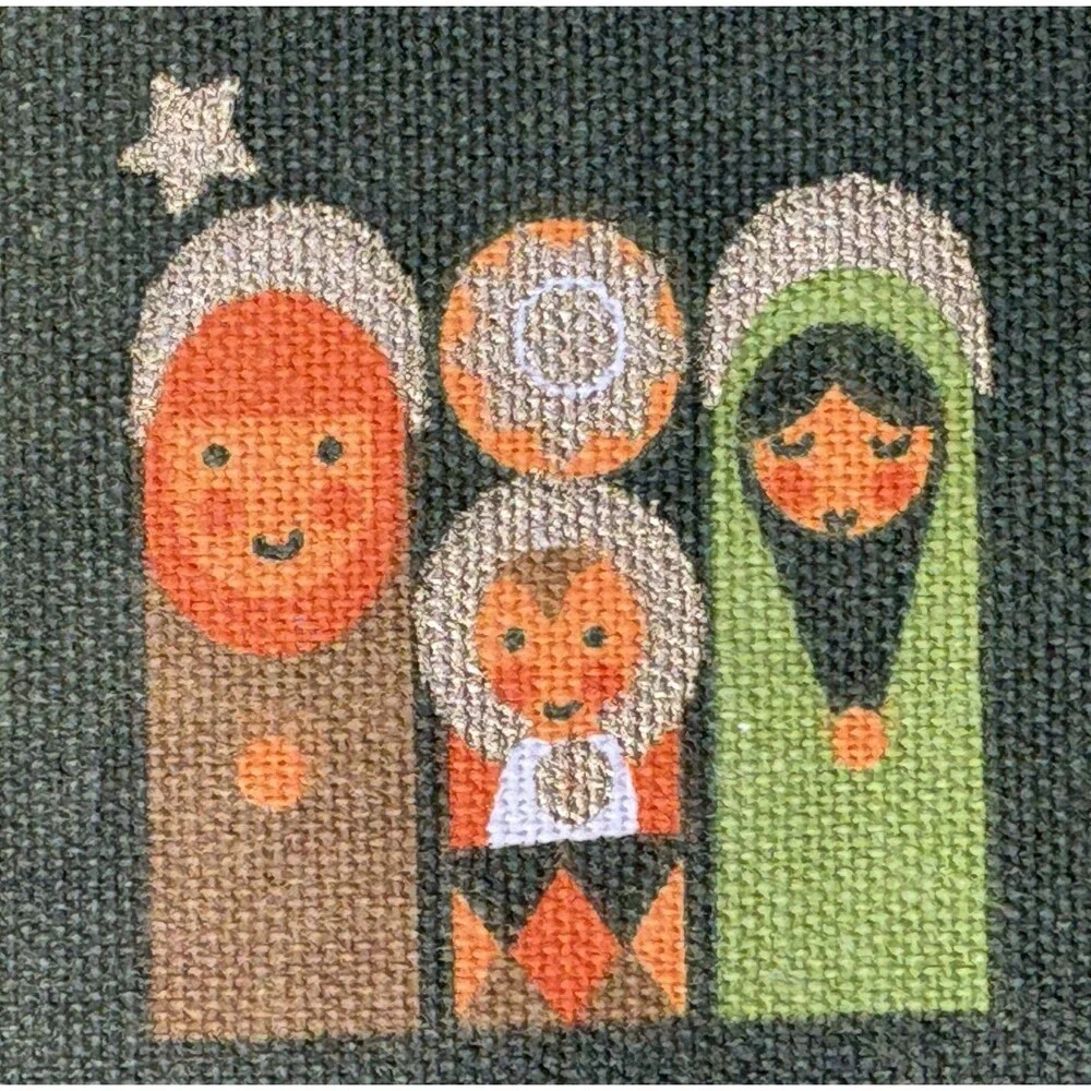 VTG Sodahl Nativity Table Runner Danish 70s Scandinavian Cotton Linen MCM X-Mas